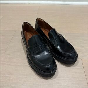 Reformation Agathea Black Leather Loafers